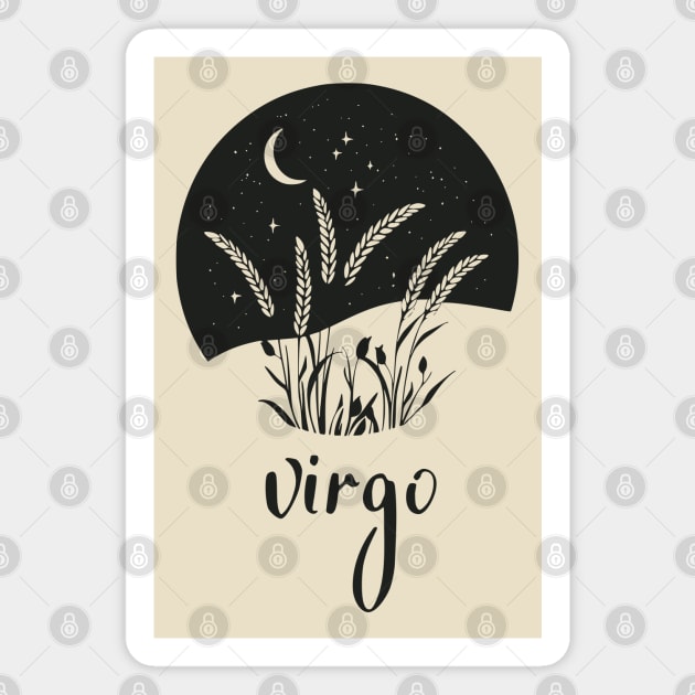 Virgo Zodiac Sign Starry Wheat Artwork Magnet by TuncGK